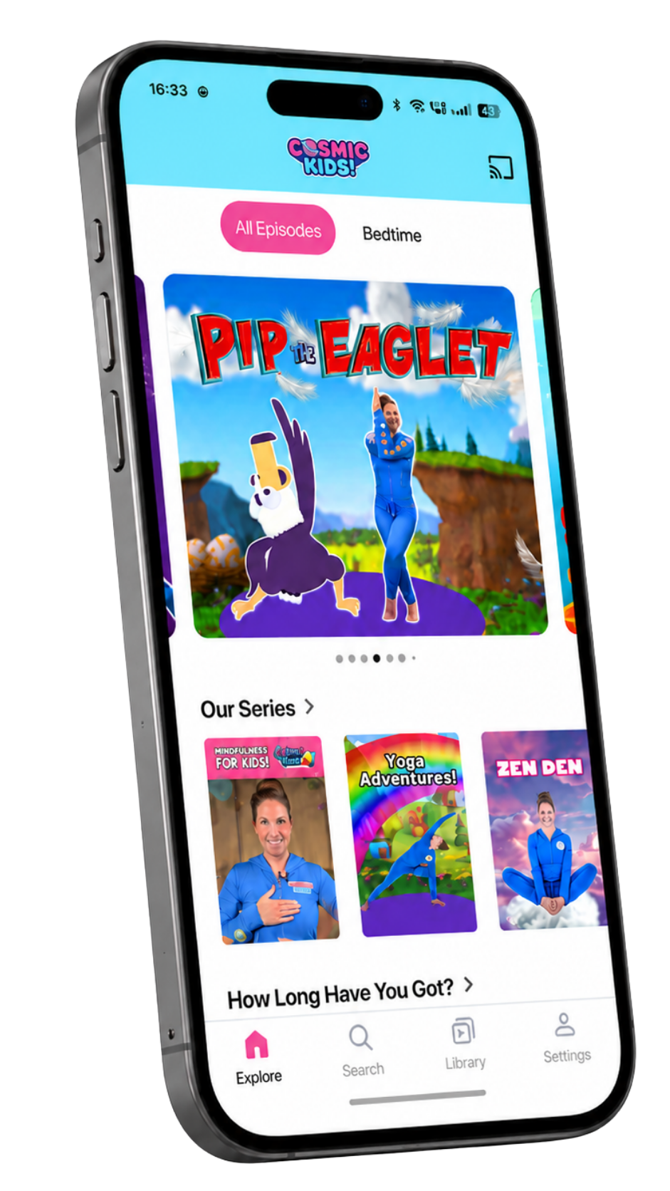 Cosmic Kids app shown on iPhone